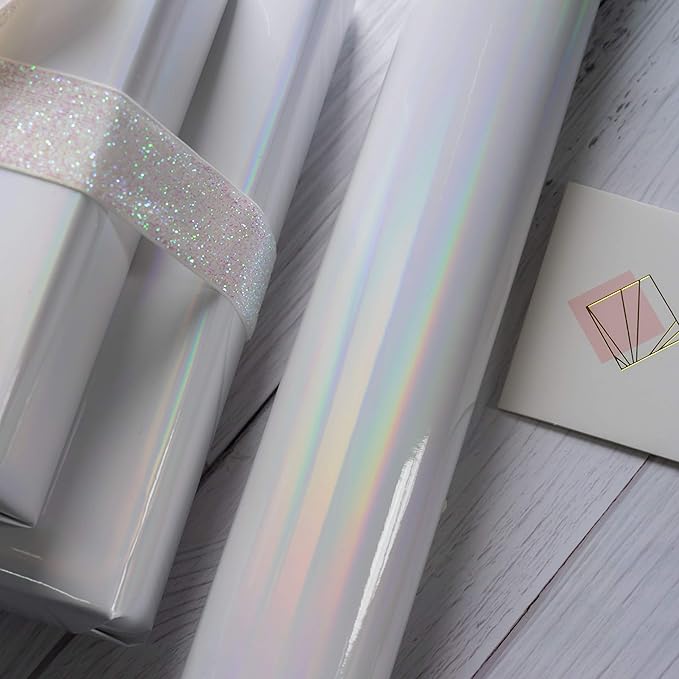 RUSPEPA Rainbow Shine White Metallic Wrapping Paper - 81.5 Sq Ft - Solid Color Paper Perfect for Wedding,Birthday,Christmas,Baby Show - 30 inches x 32.8 feet