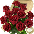 FiveSeasonStuff Fake Roses Wedding Flowers Real Touch Silk Red Artificial Flowers 12 Stems