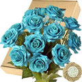 FiveSeasonStuff Silk Roses Artificial Flowers for Decoration, Home Decor Centerpiece for Tables, Wedding Bridal Bouquet of Flowers Real Touch Roses 12 Stems (Teal)