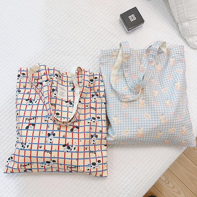 Cotton Canvas Tote Bag Reusable Soft Grocery Cloth Bag Floral Shoulder Bag for Beach Travel Shopping