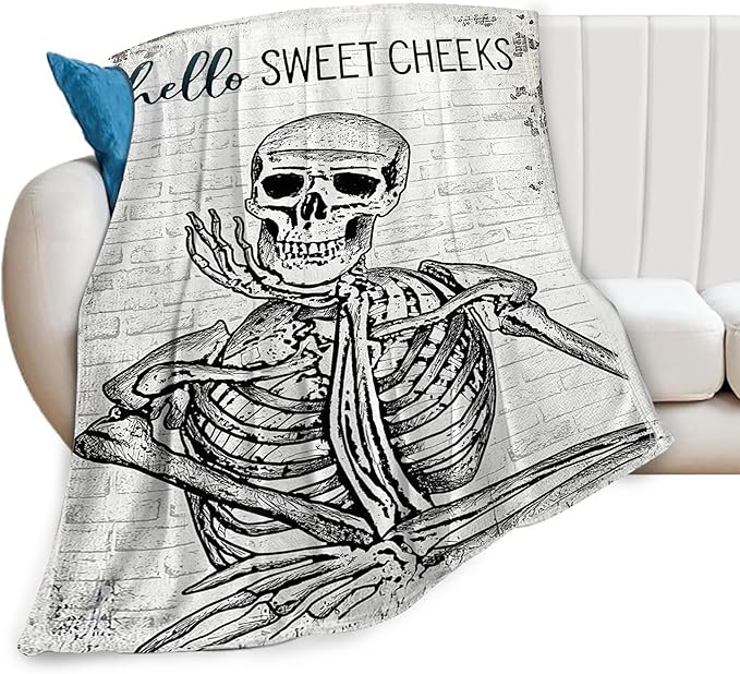 Funny Skull Throw Blanket - Skeleton Gifts & Decor - Soft, Warm, Cozy Fleece Blanket for Boys, Men, Girls, Women, Kids & Adults - 80"x60"
