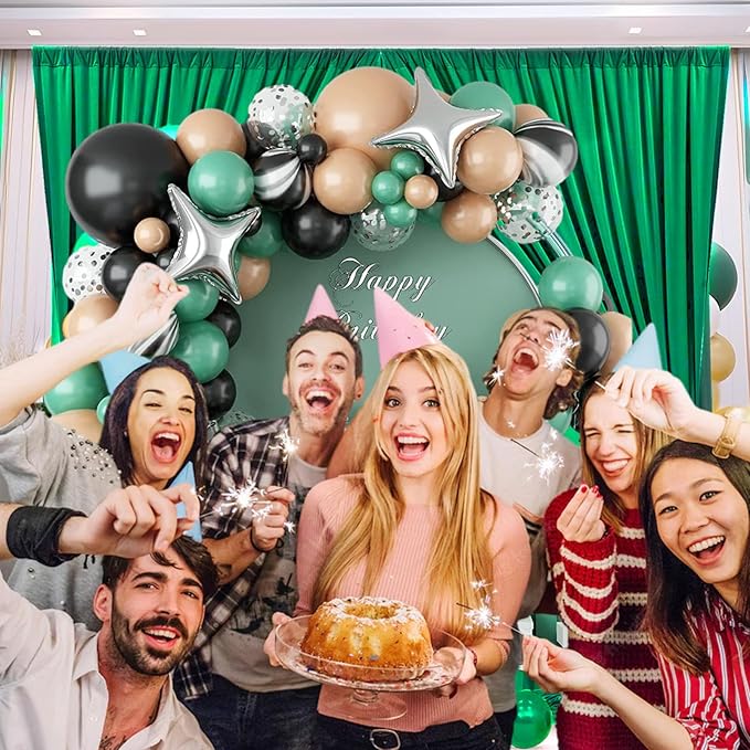 10 x 10 Feet Hunter Green Backdrop Curtain for Partie, Background Curtains for Photoshoot, Birthday, Wedding, Halloween, Thanksgiving, Christmas, New Year Party Decorations 5Ft x 10Ft, 2 Panels