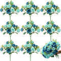 8 Pack Rose Artificial Flowers Bouquet, 10 Small Silk Rose Heads Per Pack, Fake Roses Bunches for Wedding Table Centerpieces Bridal Bouquet Mother's Day Valentine's Day Home Decor, Blue