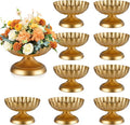 Compote Bowl Vases for Centerpieces Urn Vase, Metal Small Pedestal VaSe Gold Pot, Flower Arrangement for Wedding Anniversary Party Home Decor, 10 Pcs