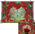 Valentine's Day Backdrop Red Rose Love Heart Garden Photography Background Floral Wedding Bridal Shower Birthday Party Decorations Photo Banner Props (82x59inch(7x5FT))