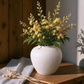Rustic Matte Ceramic Vase for Home Decor, 7.48 Inch Farmhouse Minimalist White Round Vase for Flowers, Living Room, Kitchen, Table, Entryway, Decorative Pottery Vases for Centerpiece, Bedroom