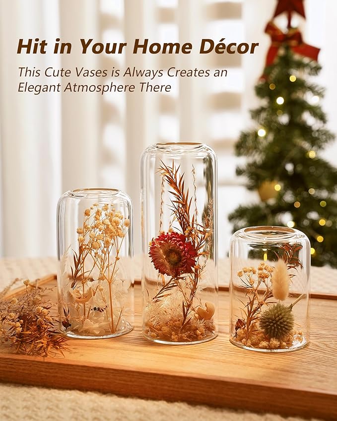 ZENS Bud Vases in Bulk Set of 16, Modern Small Glass Vases for Flower Clear Bud Vases for Wedding Centerpiece, Modern Blown Small Vase for Flowers, Wedding Party Events Decorative Home Decor