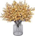 Babys Breath Artificial Flowers, 16 Bundles Gold Real Touch Fake Flowers Silk Flowers for Vase Home Office Wedding Spring Indoor Outdoor Centerpiece Table Party Decorations