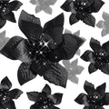 WILLBOND 24 Pcs 3 Size Poinsettia Flower Artificial Christmas Decor Glitter Poinsettia Christmas Ornaments Faux Flowers for Xmas Tree Outdoor(4/6/7.9 Inches,Black)