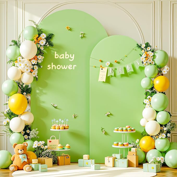 Arch Backdrop Cover Set of 2 Green Arch Cover 7.2 and 6ft Wedding Arch Cover Stretchy Backdrop Bridal Baby Shower Birthday Party Arches Stand Covers Spandex
