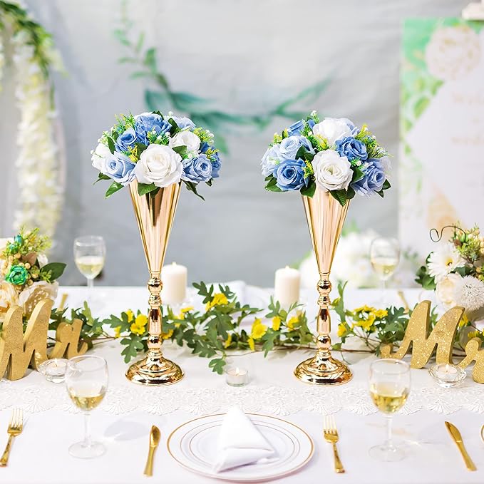 Flower Centerpieces for Wedding Tables: Wedding Table Decorations Dusty Blue & White Flower Balls Centerpieces for Engagement Cerebration Party Center Pieces 10 Packs