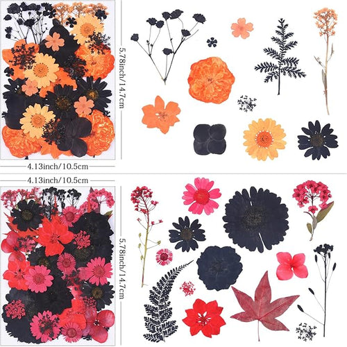 154Pcs Black Dried Pressed Flowers for Crafts,Xinxinran Dry Flowers Kit for Resin Molds,Epoxy Resin Accessories,Bookmark,Nails, Jewelry Molds,Candle Making Supplies,Soap,Frame