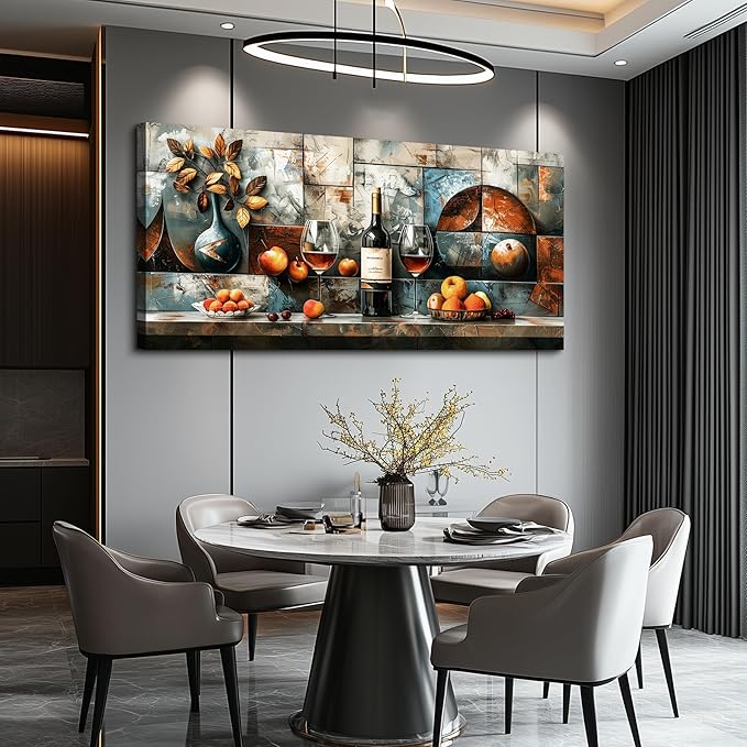 hyidecorart Wine Glass Fruit Modern Painting Wall Art For Kitchen Wall Decor For Living Room Dining Room Decorations Liquor Still Life Canvas Prints Artwork Bar Pub Posters Home Decor Ready to Hang