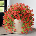 Homsunny Artificial Fake Hanging Flowers Plants for Outdoor Spring Decorations, 2PCS Faux Daisy Silk Flower Outside No Fade UV Resistant Realistic Home Decor for Porch Patio Window Box (ChujuDH-Red
