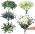 Eucalyptus Leaves Stems 120pcs 3 Kinds Mixed Artificial Greenery Stems Baby Breath Flowers Artificial Bulk Greenery Stem Floral Decor for Wedding Decor Vase Floral Arrangement Centerpiece DIY Bouquet