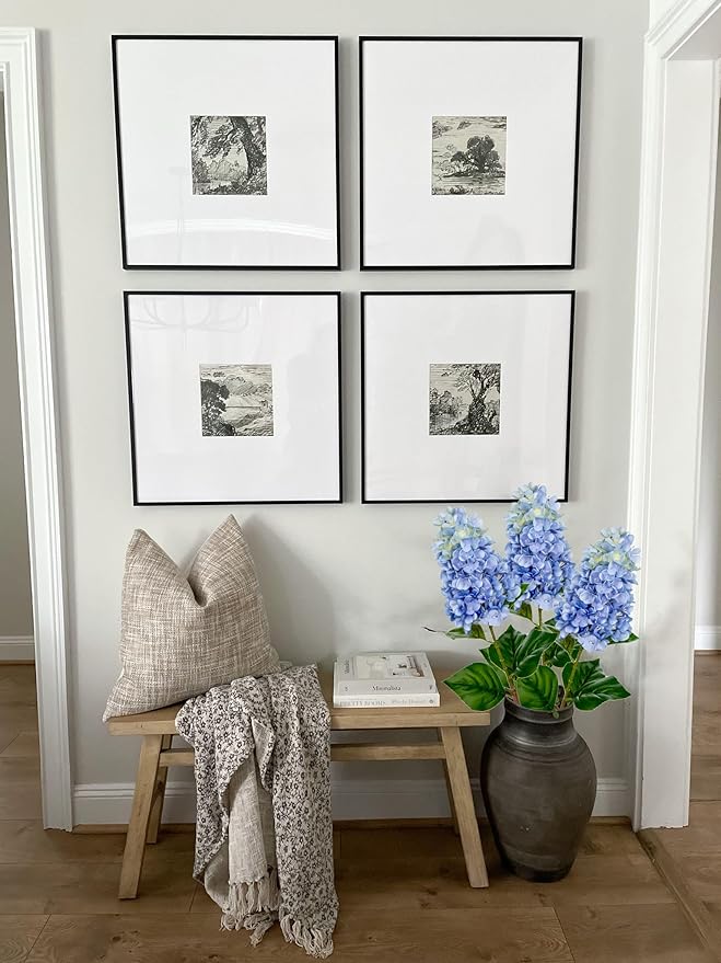 3PCS Fake Flowers Hydrangea Artificial Flowers 28" Long Stem Light Blue Faux Flowers for Vase, Real Touch Silk Flowers Décor for Floral Arrangement Home Farmhouse Office Hotel Decoration