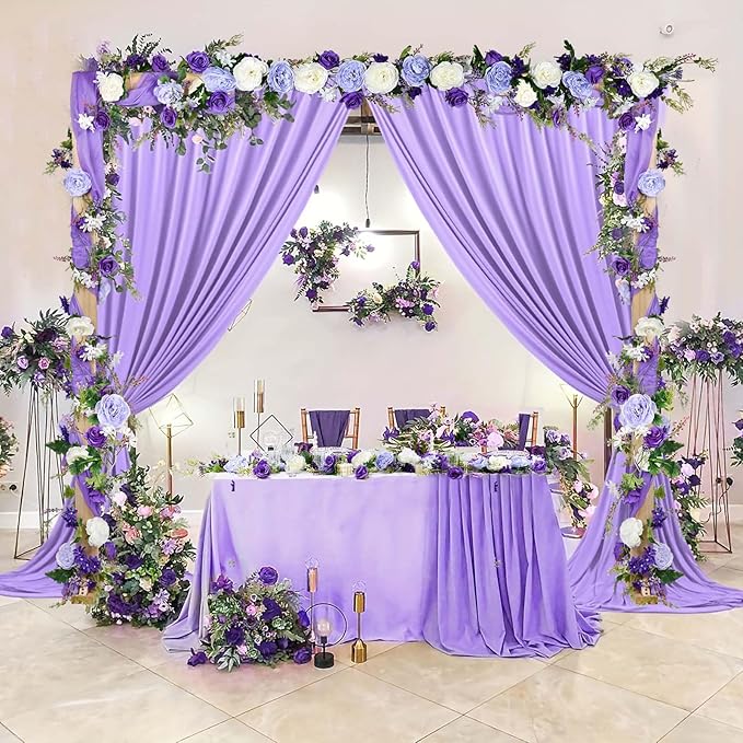 2 Pack Artificial Peony Flower Garland - 6ft Silk Peony Garland Flowers Vine Purple and White Peony Silk Roses Flowers for Wedding Arch Party Table Decoration
