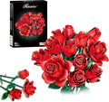 Flowers Bouquet Building Set, 12 Artificial Red Roses Botanical Collection Building Block Educational Toys Gift for Girls Kids Women Valentines Mothers Day Christmas Birthday Gift, 634 PCS