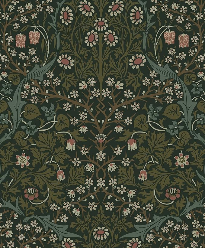 NextWall Seabrook Designs Victorian Garden Floral Vintage Prepasted Wallpaper (Greenery)