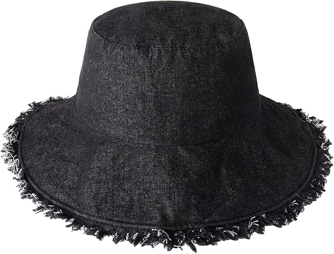CHOK.LIDS Frayed Bucket Hats for Women Men Unisex Trendy Washed Cotton Floppy Wide Brim Boonie Outdoor Summer Beach Headwear