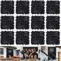 Artificial Flower Wall Panels - 12-Piece Set of 15x15 Inch Black Silk Roses Floral Backdrop Ideal for Wedding Celebrations, Festive Party Background and Elegant Home Decor