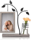 Afuly 4x6 Picture Frame Family Picture Frames with Glass Bud Vase for Plants Flowers, Rustic Floating Frame with Double Glass Tabletop Display Anniversary Wedding Mothers Day Birthday Gifts