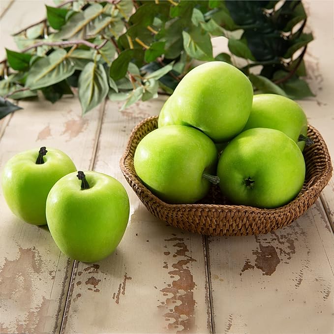 Fake Fruit Artificial Apples, Set of 6 Decorative Fruit Lifelike Faux Apples Realistic Fruits Apple Decorations for Kitchen, Realistic Fake Fruits Party Props Home Decor