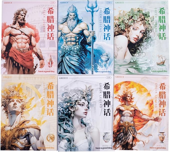 TIAMECH Greek Mythology PET Stickers - 90 Pcs Goddess Sea Sun God Legend Design, Waterproof Sticker for Journaling & Scrapbooking, Junk Journal Supplies, Ephemera & DIY Crafts