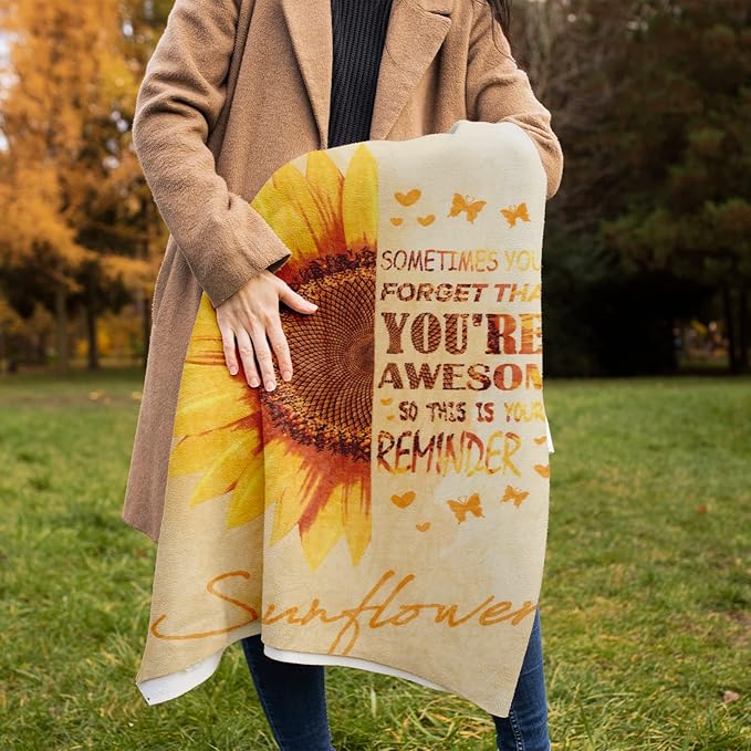 Sending Sunshine Christmas Gift for Women, Sunflower Christmas Gift Set for Mom, Care Package, Birthday Gifts Box,Thinking of You Gifts for Women, Friend, Sister, Mom with Inspirational Blanket