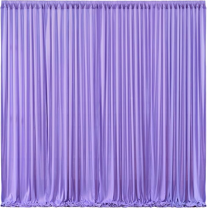 Wish Care Lavender Backdrop Curtain 8 Panels - Wrinkle-Free Polyester Photography Drapes for Baby Shower & Birthday Party - 32 X10FT