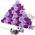 36 Pcs Lilac, Purple Artificial Roses with Long Stems, Fake Silk Rose Artificial Flowers Bulk for Bridal Wedding Bouquet Centerpiece Ball Arrangement Party Decor