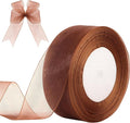 1-1/2 Inch x 50 Yards Sheer Organza Ribbon Chiffon Ribbon for Gift Wedding Flower Bouquet Wrapping Decorations Crafts (Brown)