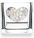 THE QUEENS' JEWELS Multi Stone Heart Jewled 4x4 Candleholder Vase - Unique Gift for Women, Birthday, Cute, Fun, Not Painted, Decorated, Bling, Bedazzled, Rhinestone