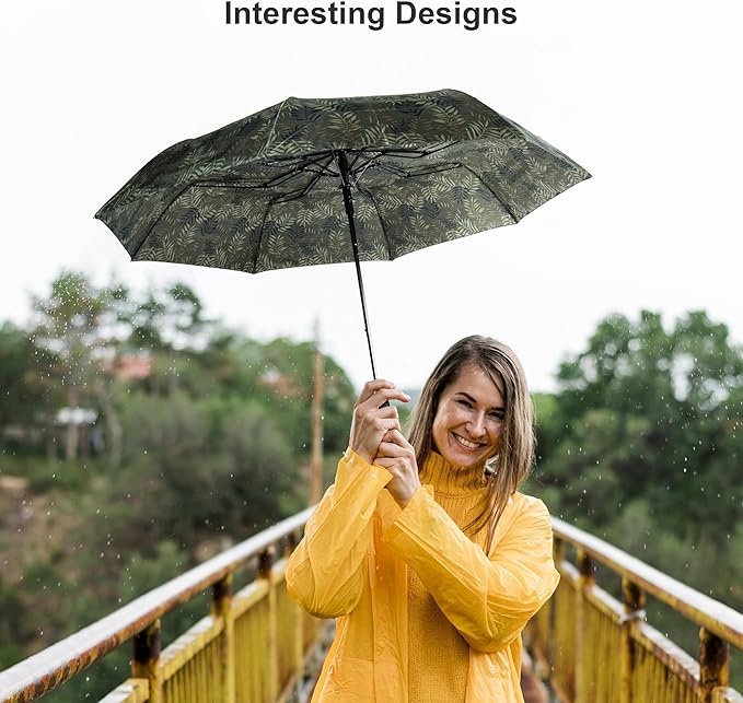 Nollia Windproof Automatic Travel Umbrella, Compact Portable with Reinforced Ribs for Sun & Rain