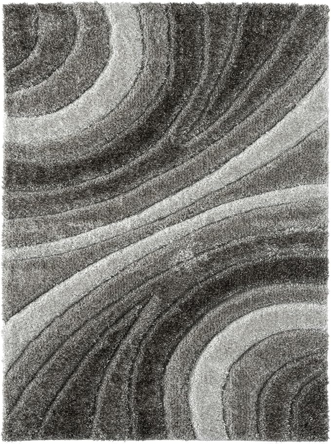 LUXE WEAVERS Lantanas Collection 7070 Grey 8x10 Modern Shag Geometric Area Rug