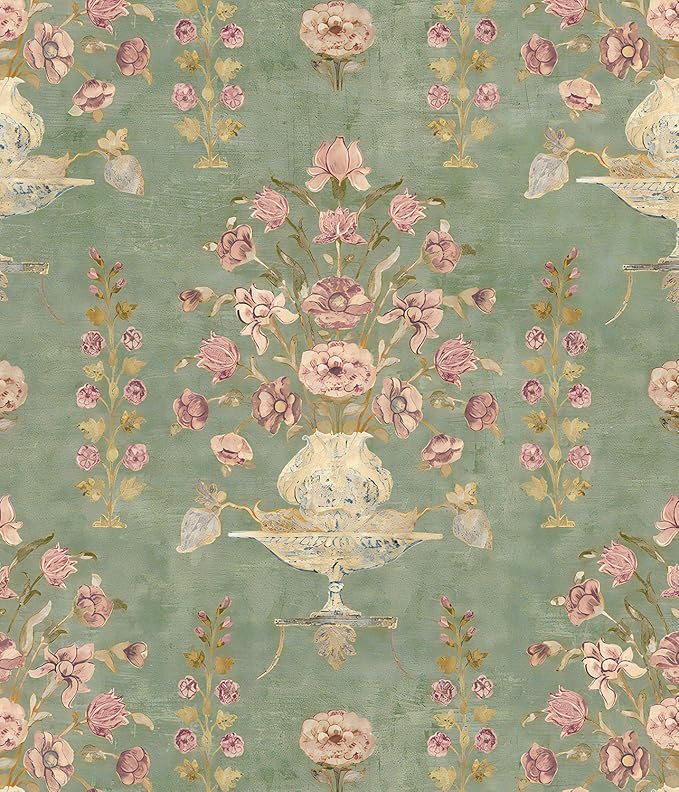 Orainege Vintage Floral Wallpaper Peel and Stick Wallpaper Removable Modern Contact Paper 16.9inx196.8in Self Adhesive Wall Paper for Bedroom Bathroom Shelf Liner Decor Papel Tapiz para Pared
