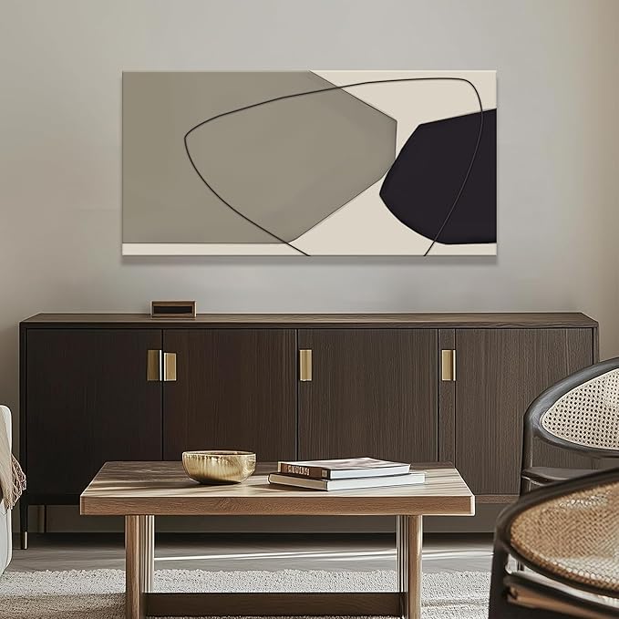 Suconvng Canvas Art Wall Decor Color Block Line Art Prints Black And Grey White Geometric Color Block Art Painting Modern Artwork Decorations For Living Room Pictures For Bedroom Wall Decor 24x48 In
