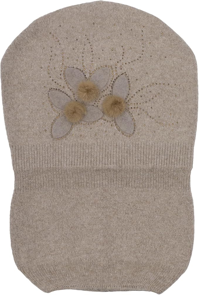 ZLYC Women Floral Slouchy Beanie Hat Double Layer Winter Knit Skull Cap