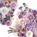 Senseya Artificial Flowers Combo Set, Purple Silk Roses, Peonies, Dahlias with Stems for DIY Wedding Bouquets, Baby Shower, Table Centerpieces, Home Decor, Fake Floral Arrangements, Party Decorations
