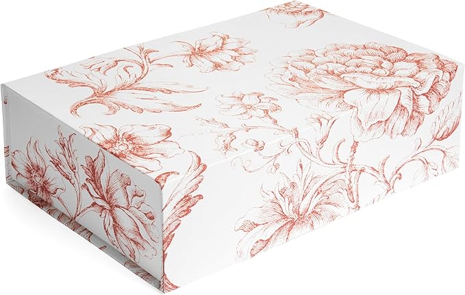 Luxury Keepsake Gift Box | Pink Floral Decorative Boxes with Magnetic Lids for Presents, Wedding Memory Box, and Bridal Gifts. 11.5" x 7.5" x 3.5"