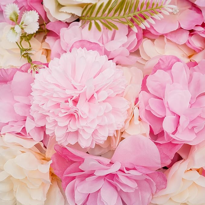 CNCEST 3D Flower Wall Panel, 12pcs Artificial Flower Wall Background Silk Rose Mat, Floral Wall Arrangement for Wedding Backdrop Wall Decor Shop Photo Backdrop, 15x15in, 38x38cm(38x38cm-12pcs)