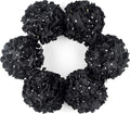 DuHouse 8.7" Artificial Hydrangea Silk Flower Heads with Stem Fake Black Hydrangeas Flowers for DIY Wedding Centerpiece Home Decor Pack of 6 (Black)