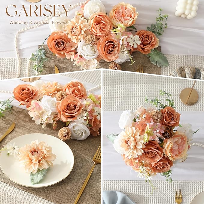 Artificial Flowers Combo for DIY Wedding Bouquets Combo Centerpieces Arrangements Party Bridal Baby Shower Home Decorations-Nude Color