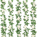 ZIFTY 5Pcs 32.5FT White Flower Garland Fake Vines Faux Artificial Floral Garland for Wedding Decortions Hanging Rose Ivy for Arch Garden Ceremony Background Outdoor Wall Decor