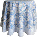ATOSII Azora Blue 100% Cotton Round Spring Tablecloth, Handblock Print Floral Table Cloth for Kitchen Dining Linen I Parties, Weddings, Outdoors, Easter Holidays I 60" Inches Round