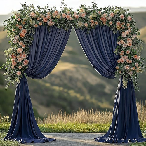 10x10ft Wrinkle Free Navy Blue Backdrop Curtain for Parties Soft Fabric Drapes Wedding Blue Curtain Backdrop for Birthday Party Decorations Background for Photography 5x10ft, 2 Panels