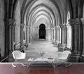 Eierme-Vaulted Ceiling Inside The Monastery, Panoramic View of Beautiful Arcades Peel and Stick 137" x 102"