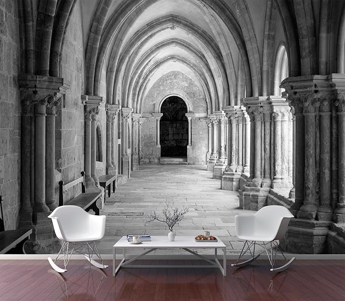 Eierme-Vaulted Ceiling Inside The Monastery, Panoramic View of Beautiful Arcades Peel and Stick 160" x 114"