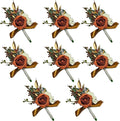 Orange Rose Boutonniere for Men 8 Pcs-Groomsmen and Groom Boutonniere for Wedding, Prom and Anniversary,Formal Dinner Party & Ring Bearer Accessories(O)