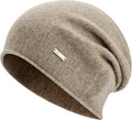 100% Wool Slouchy Beanie, Warm Beanie Hats for Women Breathable Knitting Skull Beanies Cap for Spring Fall Winter